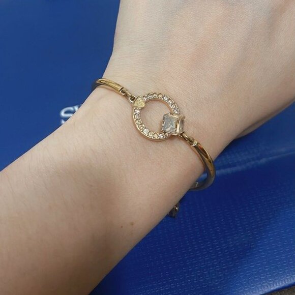 SWAROVSKI Geometric Gold Bangle Bracelet - Picture 3 of 4